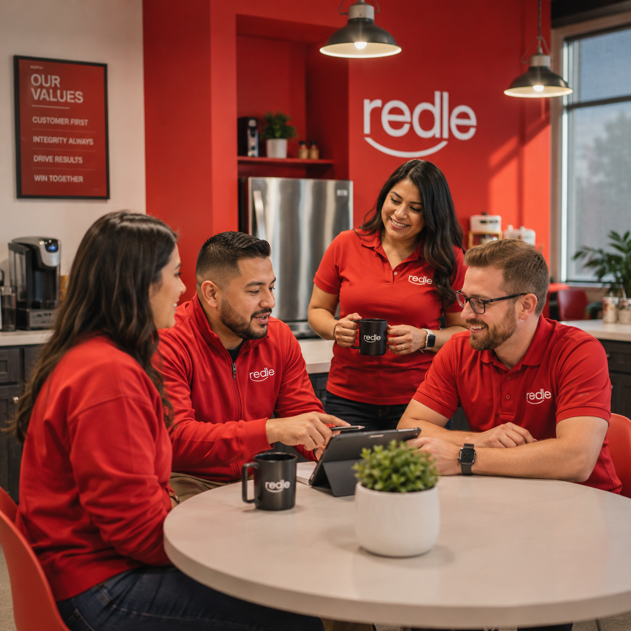 Team photo — operators working in contact center environment